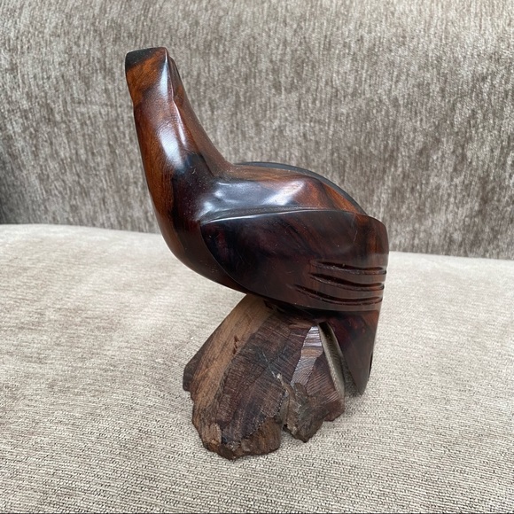 Hand Carved Wooden Ironwood HAWK FALCON Bird of Prey - Picture 5 of 7